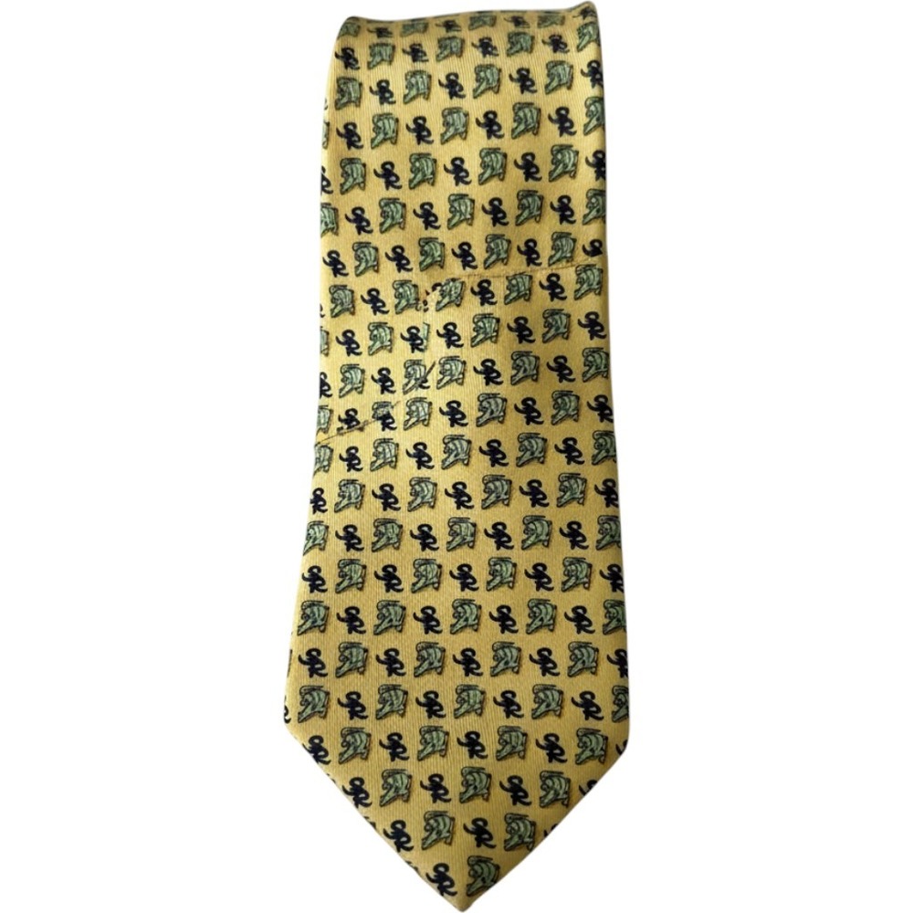 Vineyard Vines Stone Ridge School Sacred Heart Silk Tie Yellow Alligator Mens